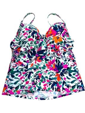 Island Escape Floral Tank One-Piece Swimsuit in White, Pink, Orange, Green, Blue